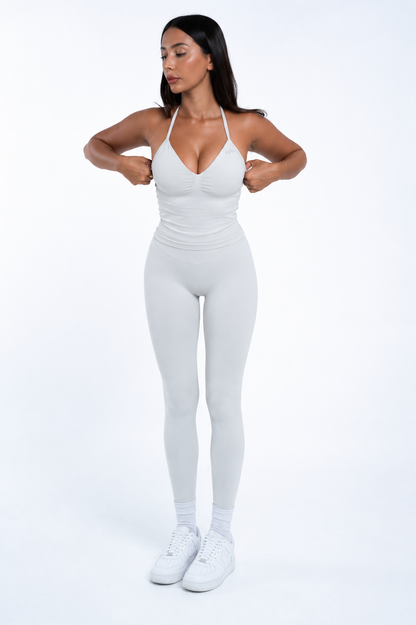 SCULPT športový top s nariasením – sivá