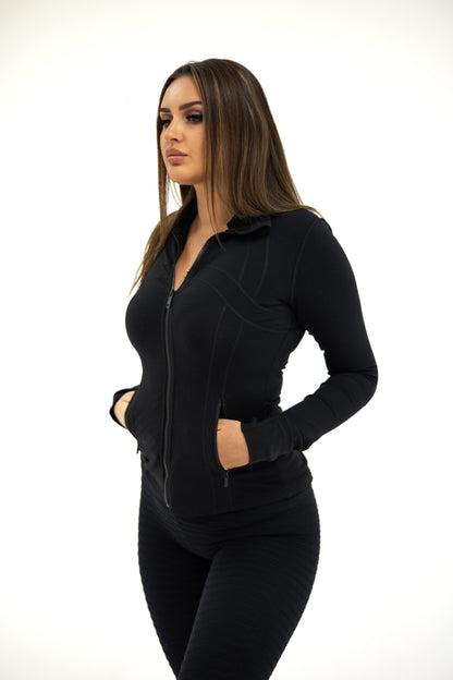 Contour Mikina na Zips – čierna